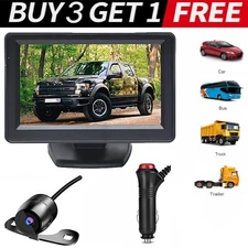 Car Rear View Backup Camera Reverse HD Parking Night Vision  4.3" Monitor IP68