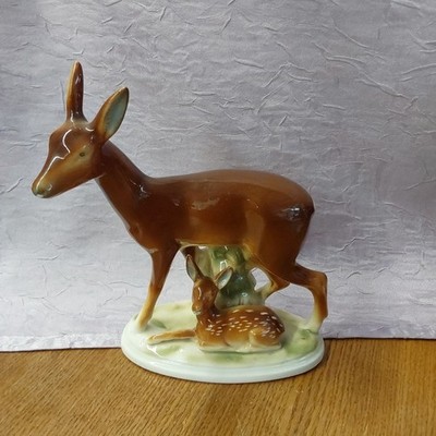 Porzellan Figur - Ricke Mit Kitz - Fasold&Strauch 