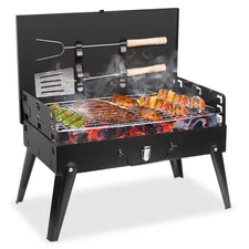 Portable Charcoal Grill, Small BBQ Grill Outdoor Folding Barbecue Grill with ...