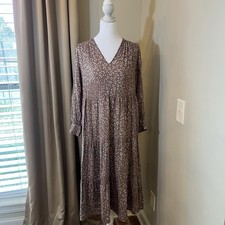 A New Day Leopard Maxi Dress Size XS Lightweight Long Sleeve