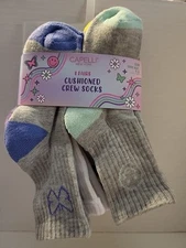 Kids Capelli New York 8 Pairs Girls Socks Crew Size 9-13