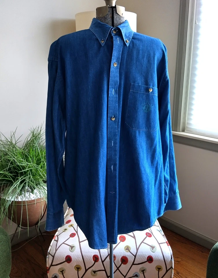 1990s Nautica Denim Long Sleeve Button Down Shirt Men’s Size 16-33 - Image 2 of 4