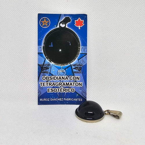 OBSIDIANA NEGRA Obsidian Tetragrammaton PENDIENTE PENTAGRAMA PROTECCION 1PC - Picture 2 of 4