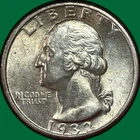 1932 Washington Quarter Silver Uncirculated UNC Coin, Cleaning #36531