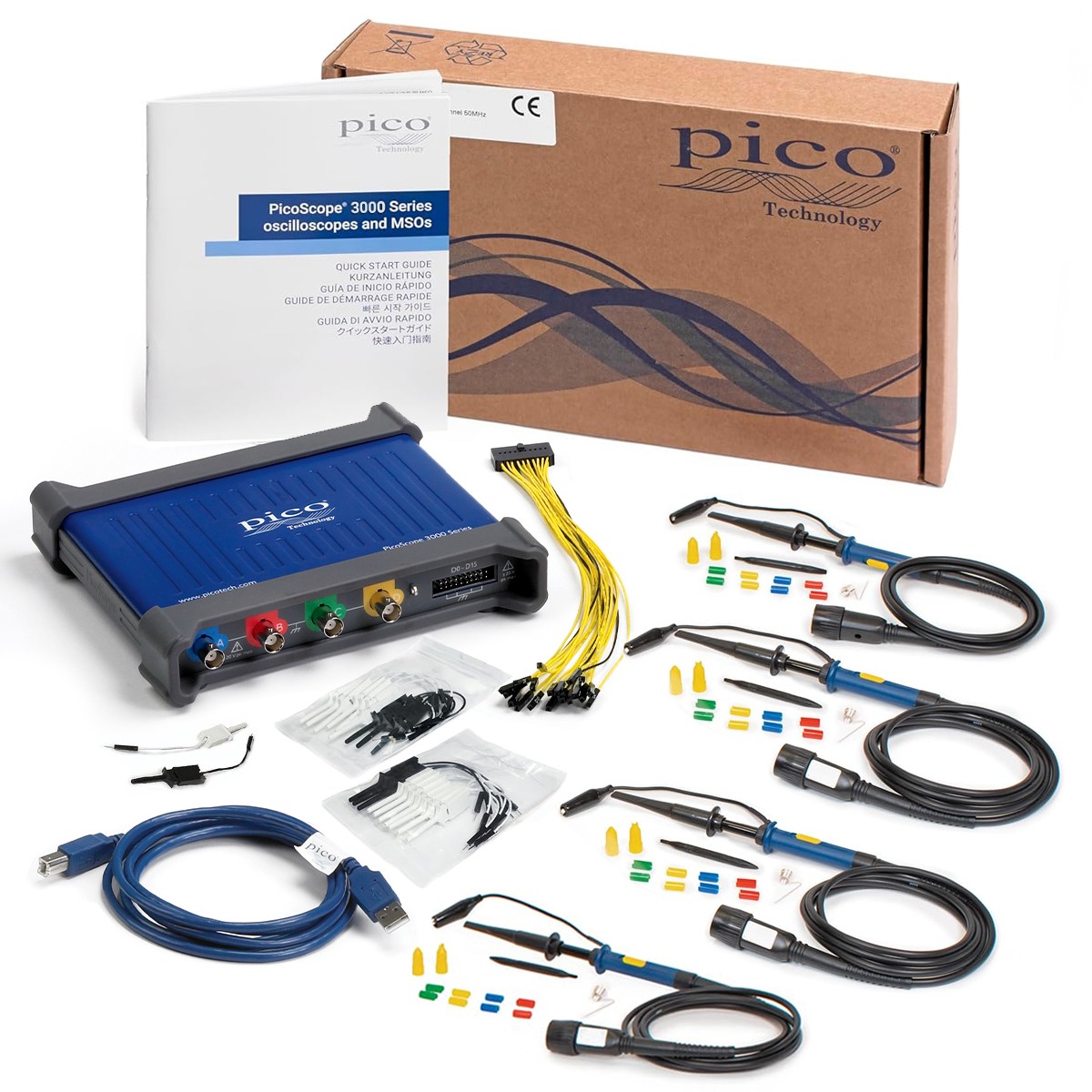 PicoScope 3404D MSO 4+16 Channel 70 MHz USB Oscilloscope w/ probes, PS7 Software