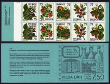 Sweden 1215-1219a booklet, MNH. Michel 994-998 MH62. Wild Berries, 1977.