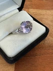 Sterling Silver/925 Vintage Lavender Oval Amethyst Ring Size 7 Marked 925