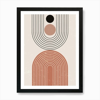 Abstrakte geometrische konzentrische Bögen gerahmtes Wandbild Poster Leinwanddruck Bild