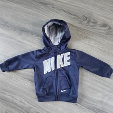 Nike Therma-FIT Full Zip Hoodie Kids 12M Fleece Lined Navy Blue