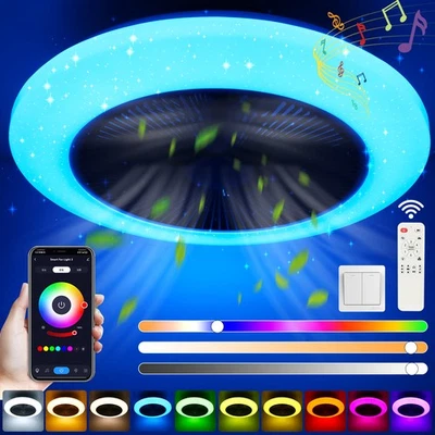 OYAJIA LED Deckenventilator mit Beleuchtung Fernbedienung RGB Deckenlampe Schlafzimmer