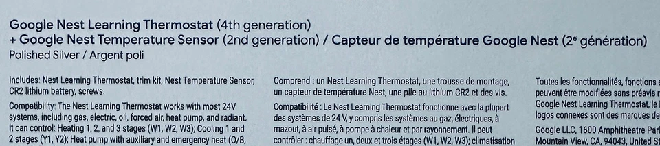 New Google Nest Learning Thermostat 4th gen + Nest Temperature Sensor (2nd gen) - Image 3 of 3