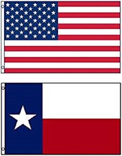 2x3 USA Flag American Flag Texas State Flag 2 Flags Premium Set FAST USA SHIP - Picture 1 of 2