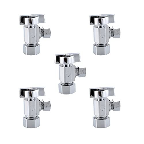 5-Pack Angle Stop Shut off Valve 1/4 Quarter Turn 5/8" OD 1/2" Nominal Compre... - Picture 1 of 8