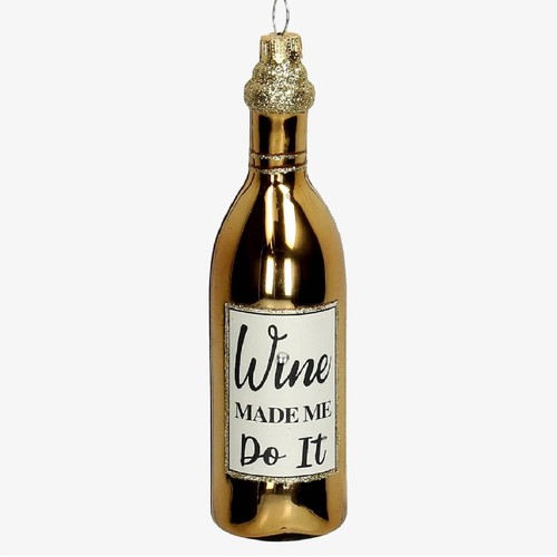 Decorazione Mini Bottiglia di Vino Oro da Appendere Addobbo Albero di Natale - Foto 6 di 8