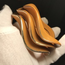 Vintage Acrylic Hard Plastic 3 bangles Wavy Burnt Orange Bracelets 1960s