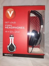 Vivitar Stereo Headphones Adjustable Headband Silver Black
