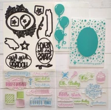 Diamond Press Occasions Stamp & Die Kit Star Frame 2 Embossing Folders Birthday