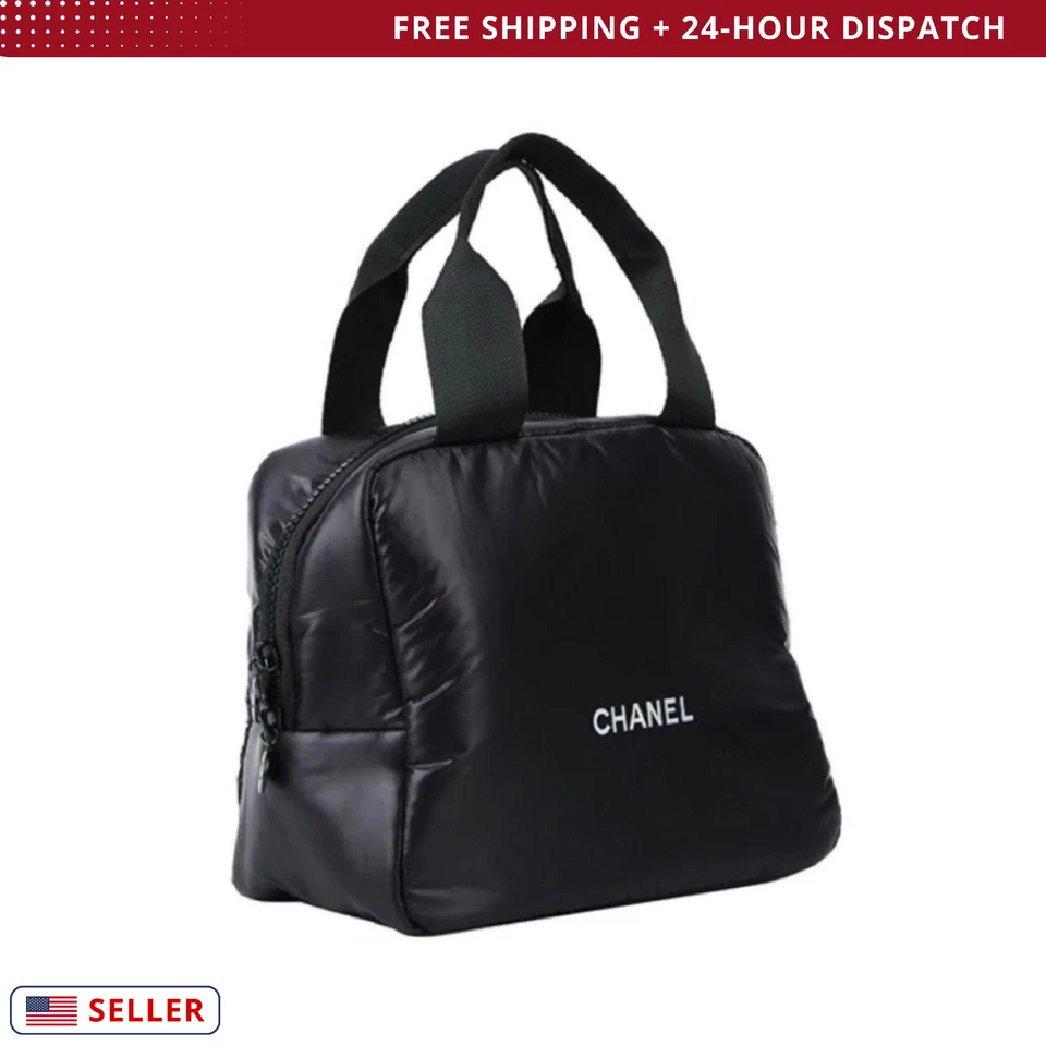 Chanel Mini Boston Kosmetiktasche - schwarze Kosmetiktasche mit Henkel