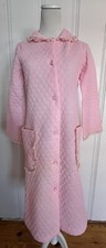 Vintage Pink Quilted Robe Jacket Size S Lace Detail Pockets USA Made *FAST SHIP*