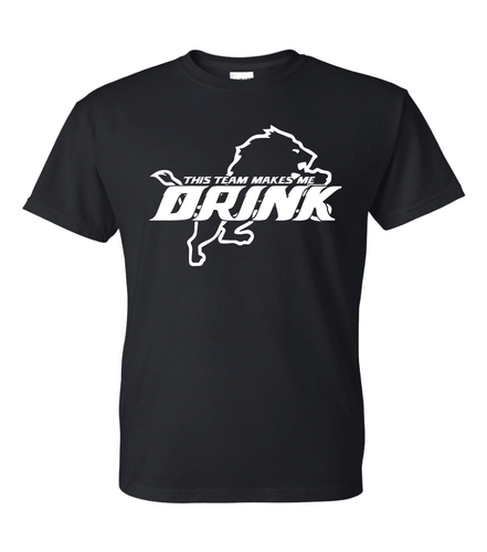 Detroit Lions T-Shirt Makes Me Drink - Design Color and Sizes S-5XL & Youth Kids - Picture 1 of 17