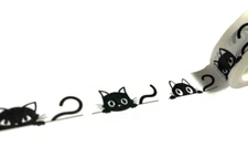 Sticker / Masking / Washi Tape - Cute and Playful Little Black Cat Peeking