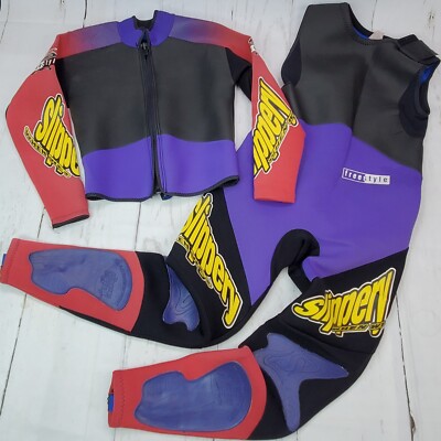 VTG Slippery When Wet Performance Freestyle Wetsuit Men M Full Body Retro Color