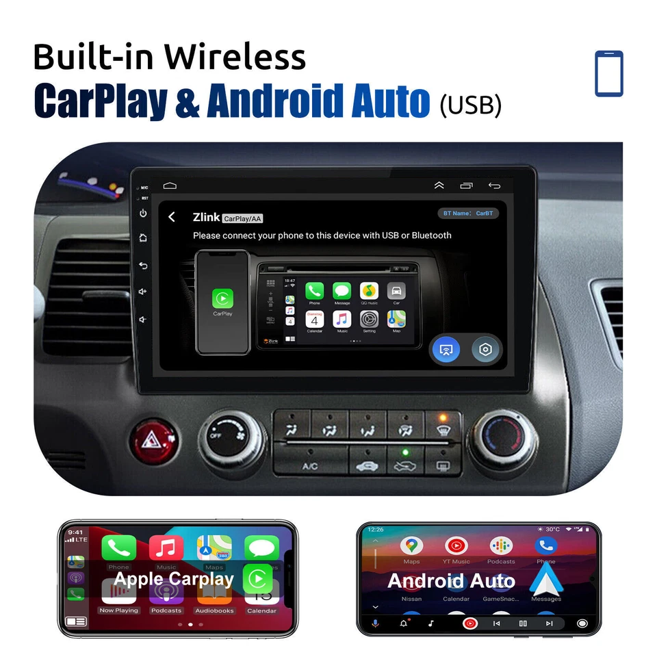 Radio estéreo de coche Android 15 para Honda Civic 2006-2011 Carplay GPS WIFI con cámara Foto 4 de 4