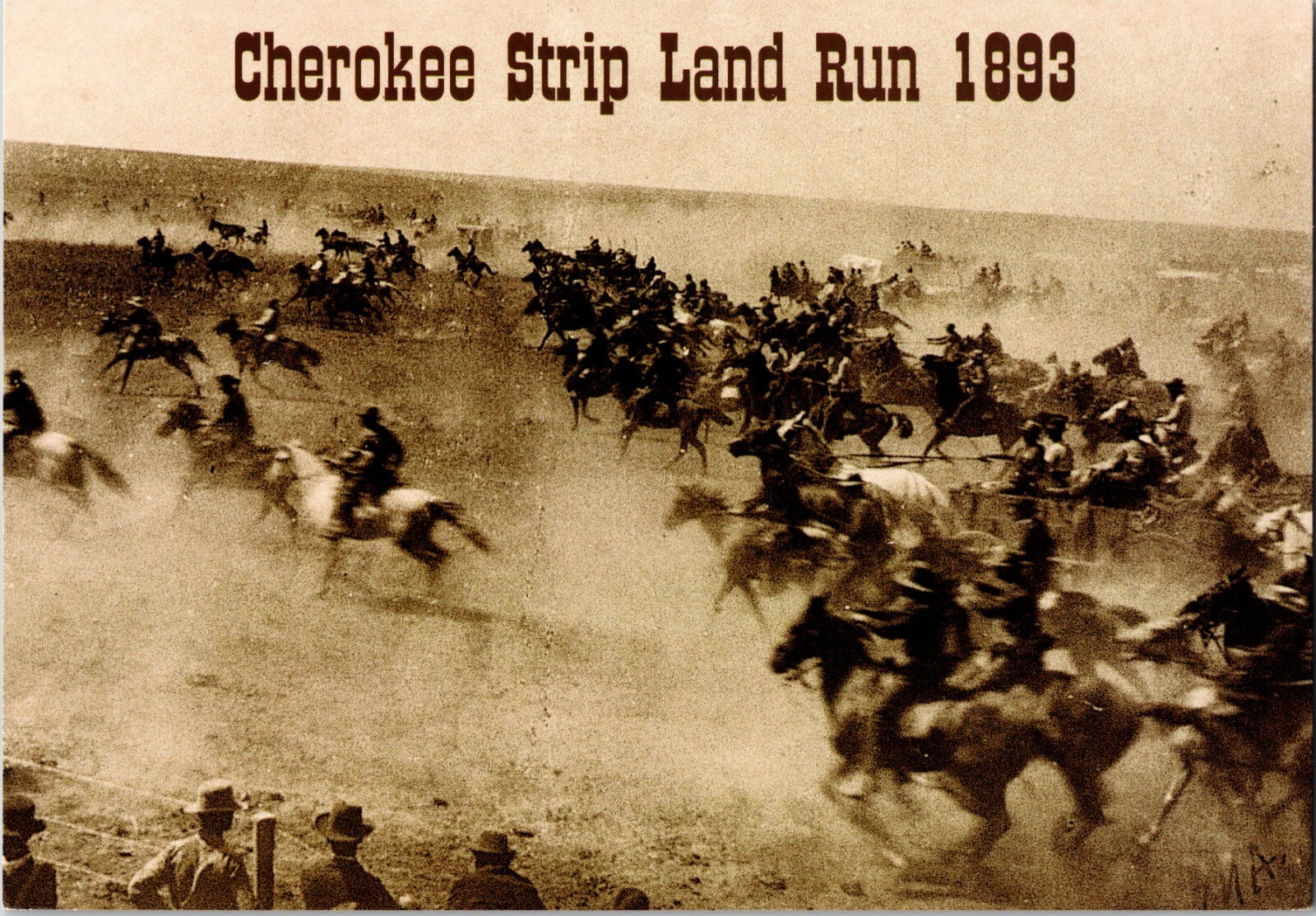Postcard Cherokee Strip Land Run 1893 Native Americans Oklahoma eBay