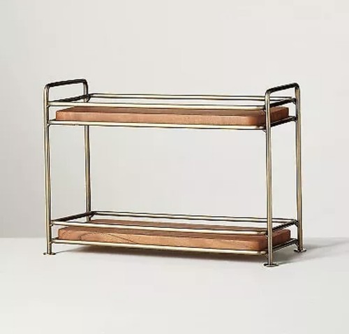 Tiered Wood & Brass Rectangular Serving Stand - Hearth & Hand with Magnolia