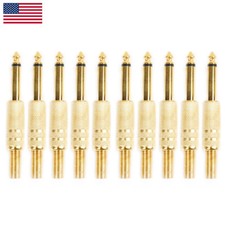 10 Pcs Gold Plated 6.35mm Male 1/4 Mono Audio Jack Plug Audio Connector