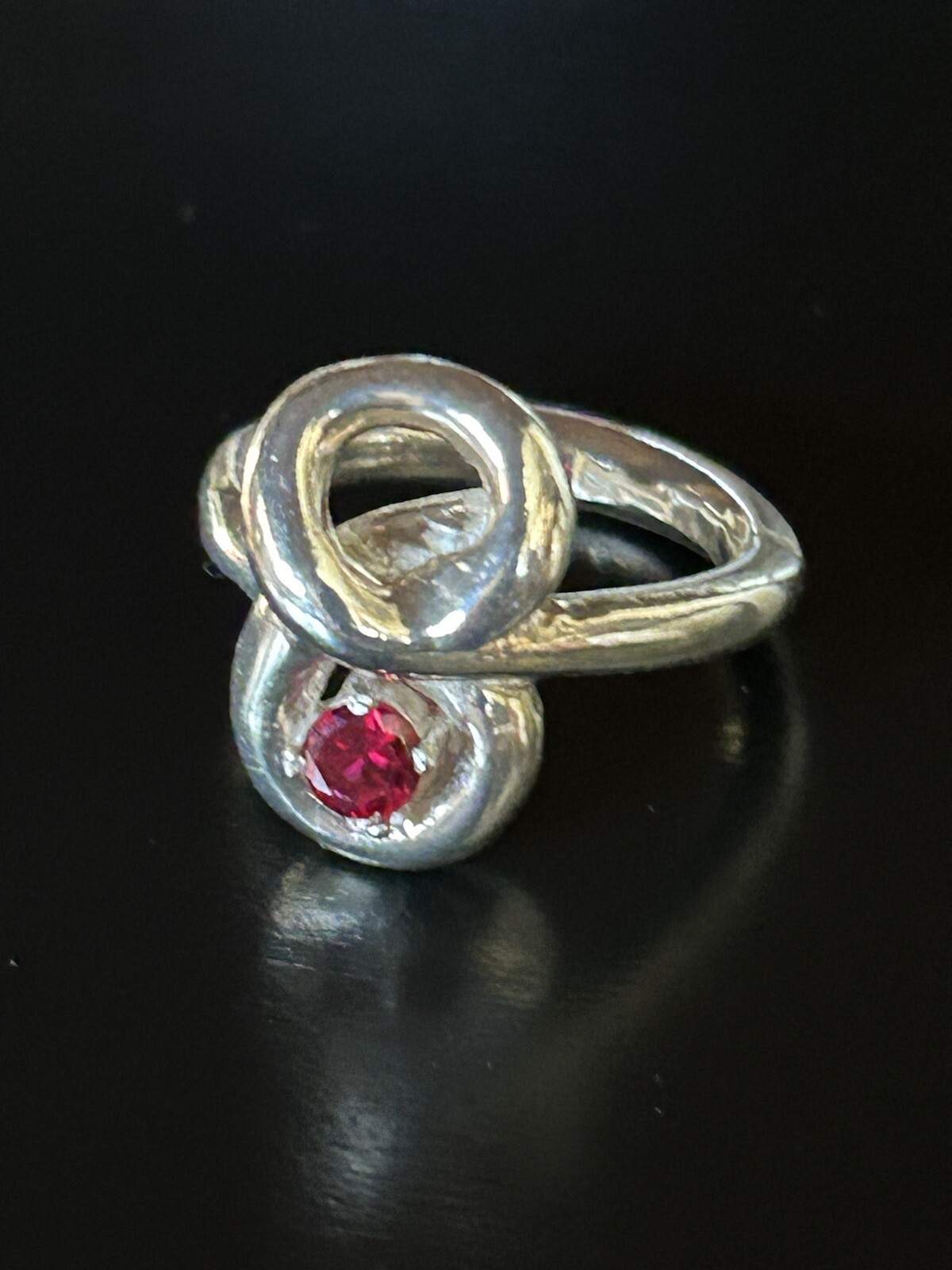 Ruby Infinity Shape Sterling Silver RING Size 4.5… - image 2