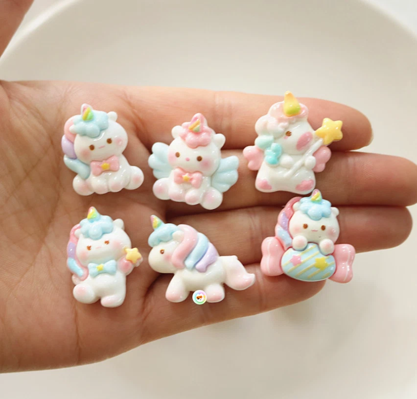 20Pcs Mixed Resin Cartoon Rainbow Unicorns Flatback Buttons for Crafts DIY Decor - Image 4 of 4