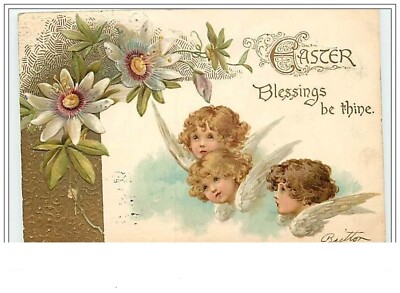 Prägekarte - Easter Blessing be thine - Engelsköpfe - 3541