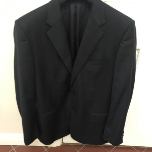 Henry Bucks Men's Navy Blue Jacket 100% Wool Fabric Made in Italy Size 50 Good