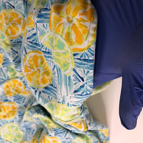 Vestido Lands' End Grande Para Mujer Calce Acampanado Estampado Completo Limones Azul Amarillo - Imagen 11 de 11