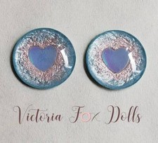 Blythe Doll Metallic Eyechips Heart Blue Pink Eye Chips 14mm Custom Furby Bjd