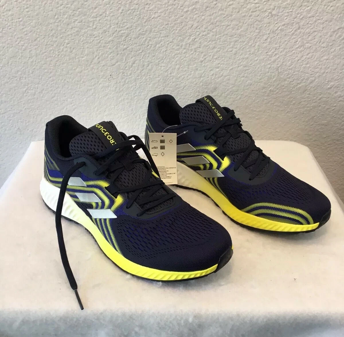 New Men s Adidas Aerobounce 2 Shoes Mystery Ink Silver Yellow Size