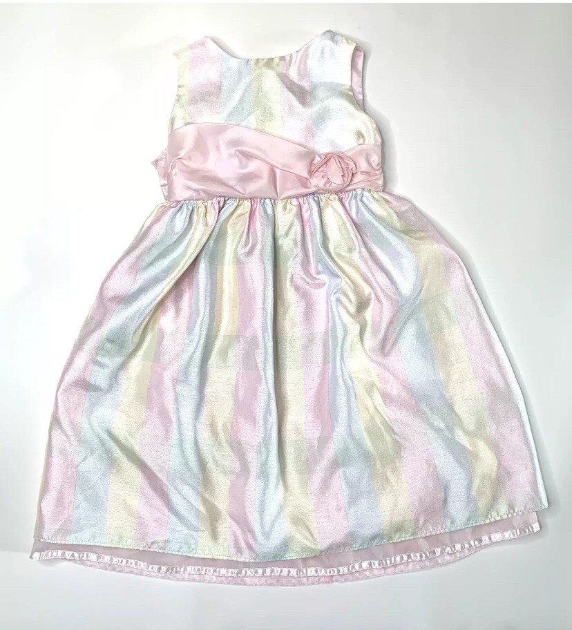 youngland pink dress Youngland pink, black, and white floral dress with polka dots and bows,