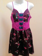 Urban Outfitters Ecote M Dress Purple Floral Spaghetti Strap Fit Flare Sundress