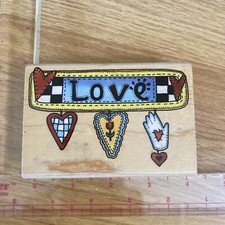 Inkdinkado &ldquo;Love Hanging Hearts & Glove&rdquo; #5261P  Alma Lynne medium Rubber Stamp