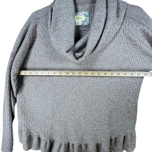 Maglione pullover Maeve Anthropologie collo cappuccio orlo arricciato maglia piccola waffle - Foto 7 di 8