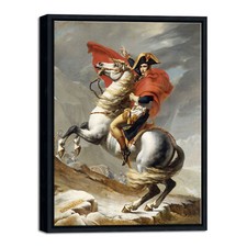 Framed Canvas Print Wall Art Napoleon Crossing The Alps by Jacques-Louis David