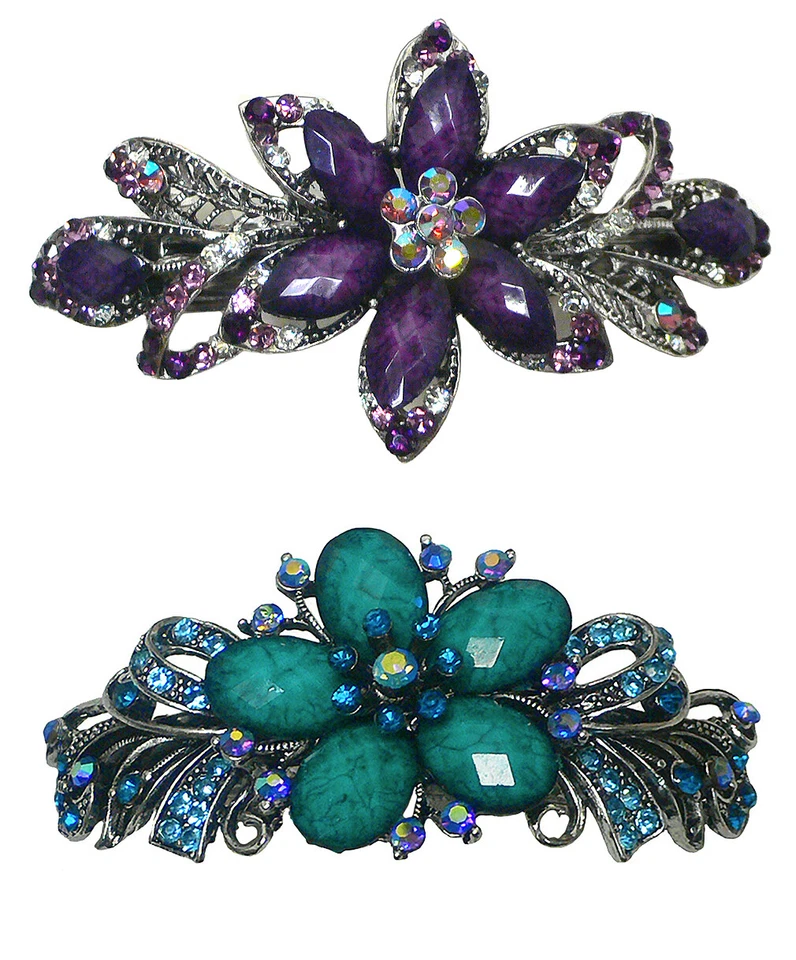 Juego de 2 pasadores grandes de mariposa de flores 1 ea de 2 estilos U86012-53-52-14-2 Foto 2 de 4