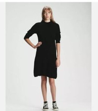 THE GAP Black FIT & FLARE Rib Knit LS Mock SWEATER DRESS Women's Size S NWT $79.