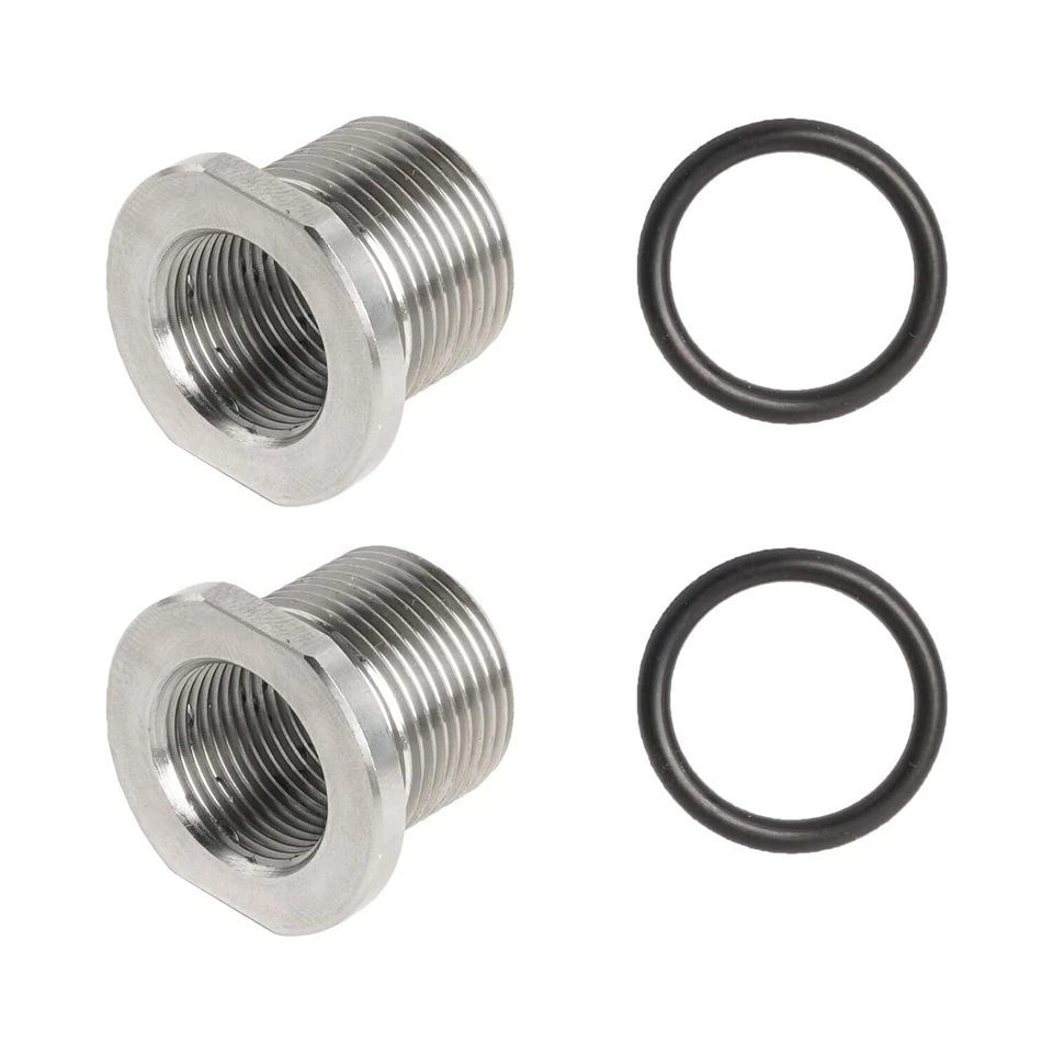 2pcs 1/2x28 ID to 5/8x24 OD Thread Protector Adapter with Washer Stainless Steel - Image 2 of 4