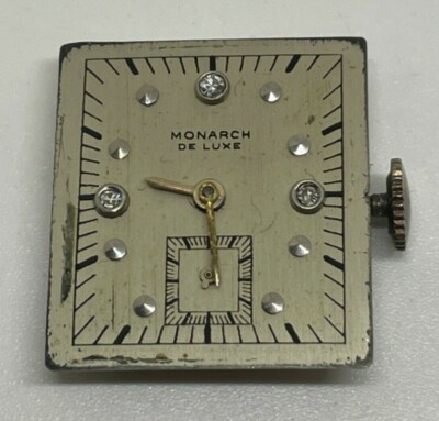 MONARCH DELUXE MOVEMENT 17 Jewels Swiss Diamond Dial Runs