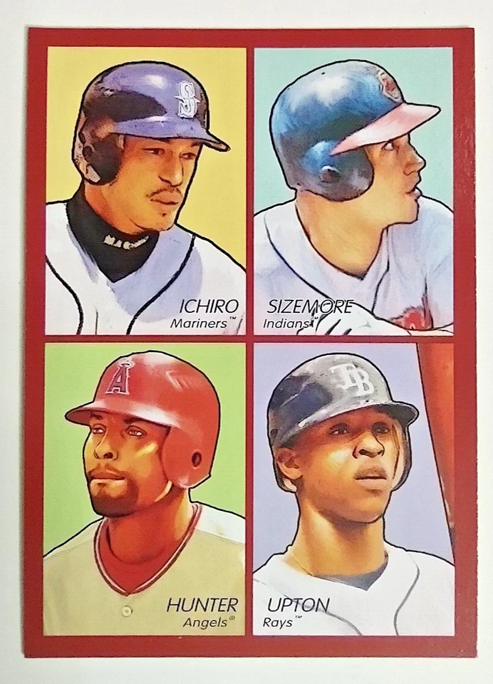 Goudey 2009 4 en 1 rojo Grady Sizemore BJ Upton Ichiro Suzuki Torii Hunter Suzuk Foto 3 de 4