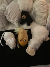 Webkinz Googles, Black Bear,Fantail Goldfish, Lilkinz White Mouse. Retired