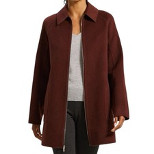  695 Theory Clean Caban Double Face Coat Size S Wool Cashmere Cabernet Full Zip