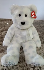 Ty Large Plush Beanie Buddy THE BEGINNING BEAR (14 Inch) MWMT Stuffed Animal Toy